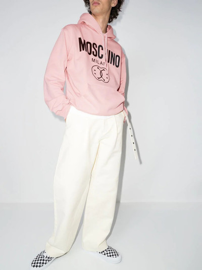 Moschino logo-print cotton hoodie outlook