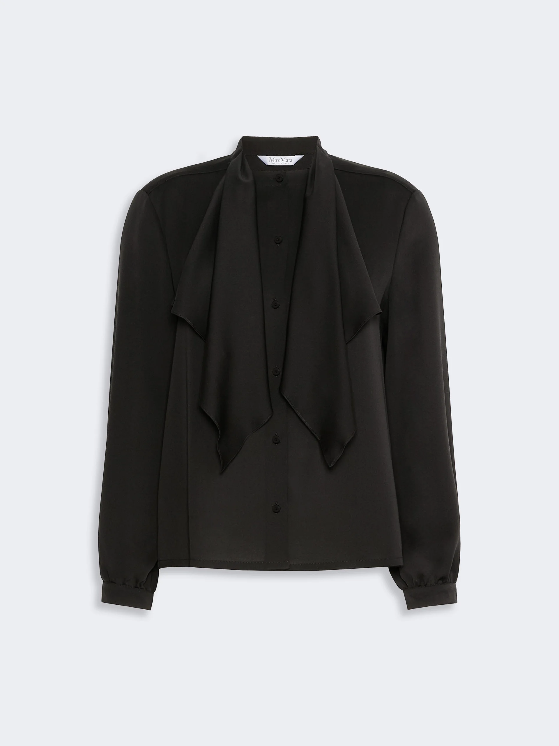 LECCIO Ruffled silk charmeuse shirt - BLACK - 1