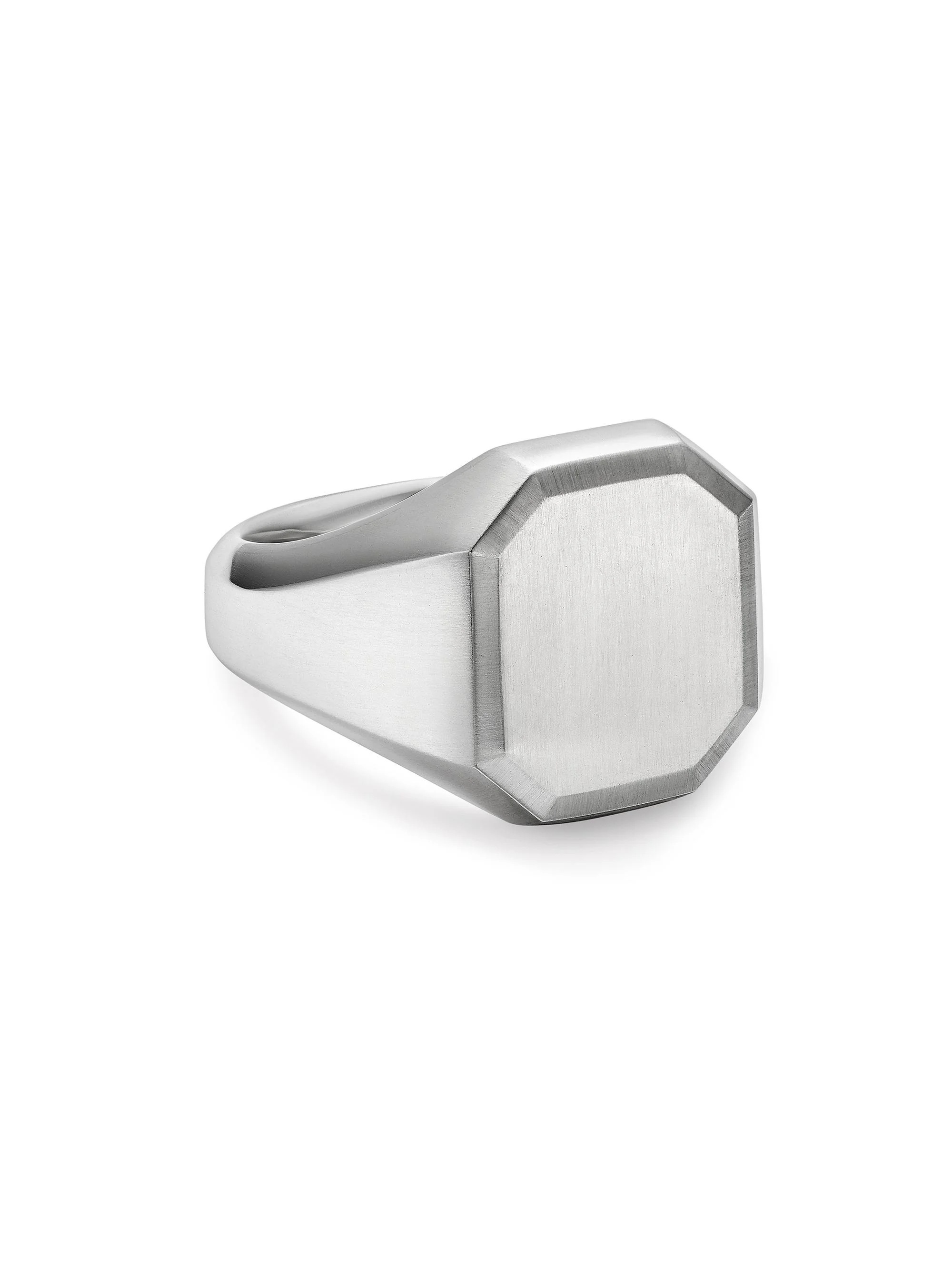 Men's Streamline Signet Ring in Sterling Silver, 18MM - Silver - 1