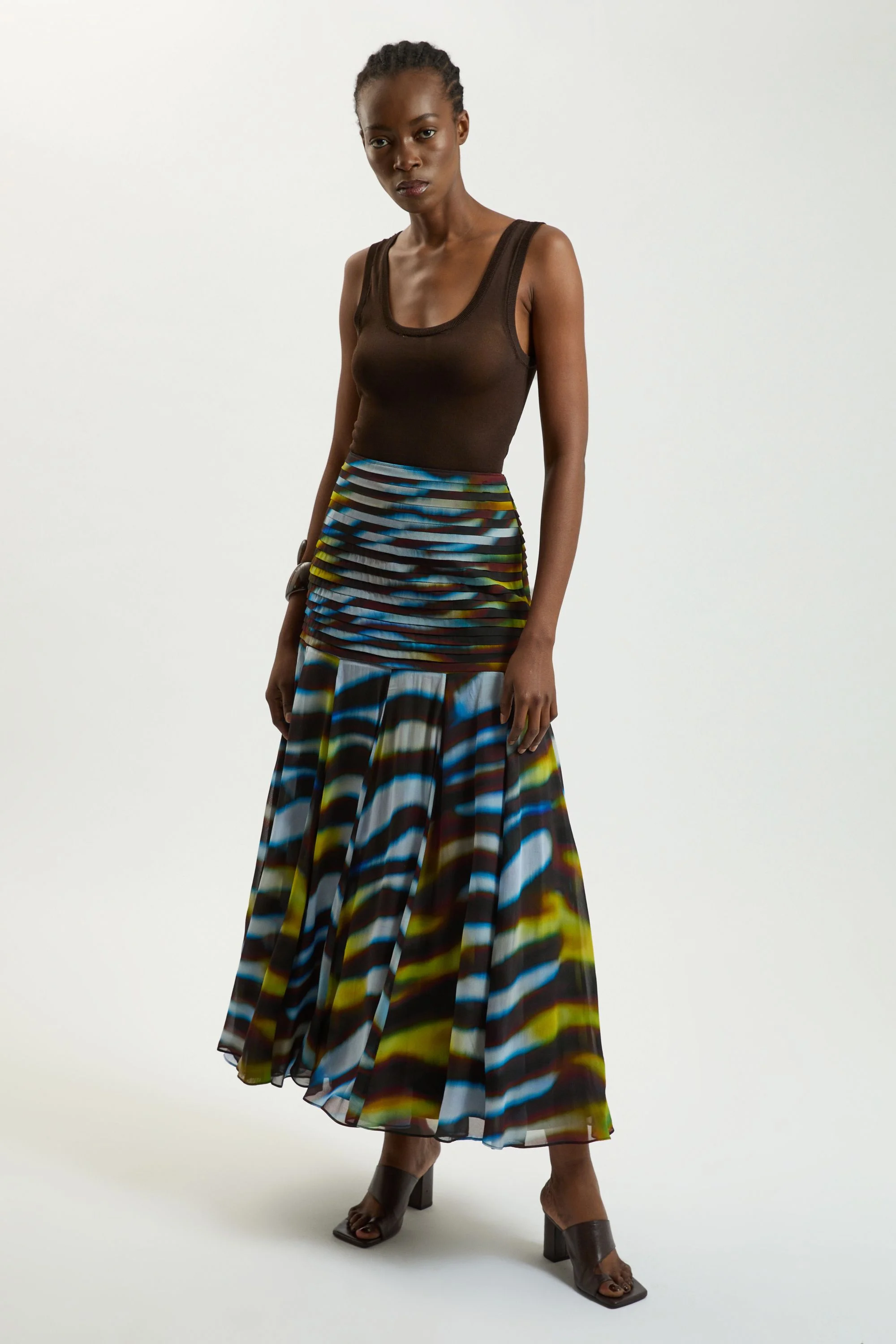 Petite Viscose Georgette Animal Print Drop Hem Woven Maxi Skirt - 1