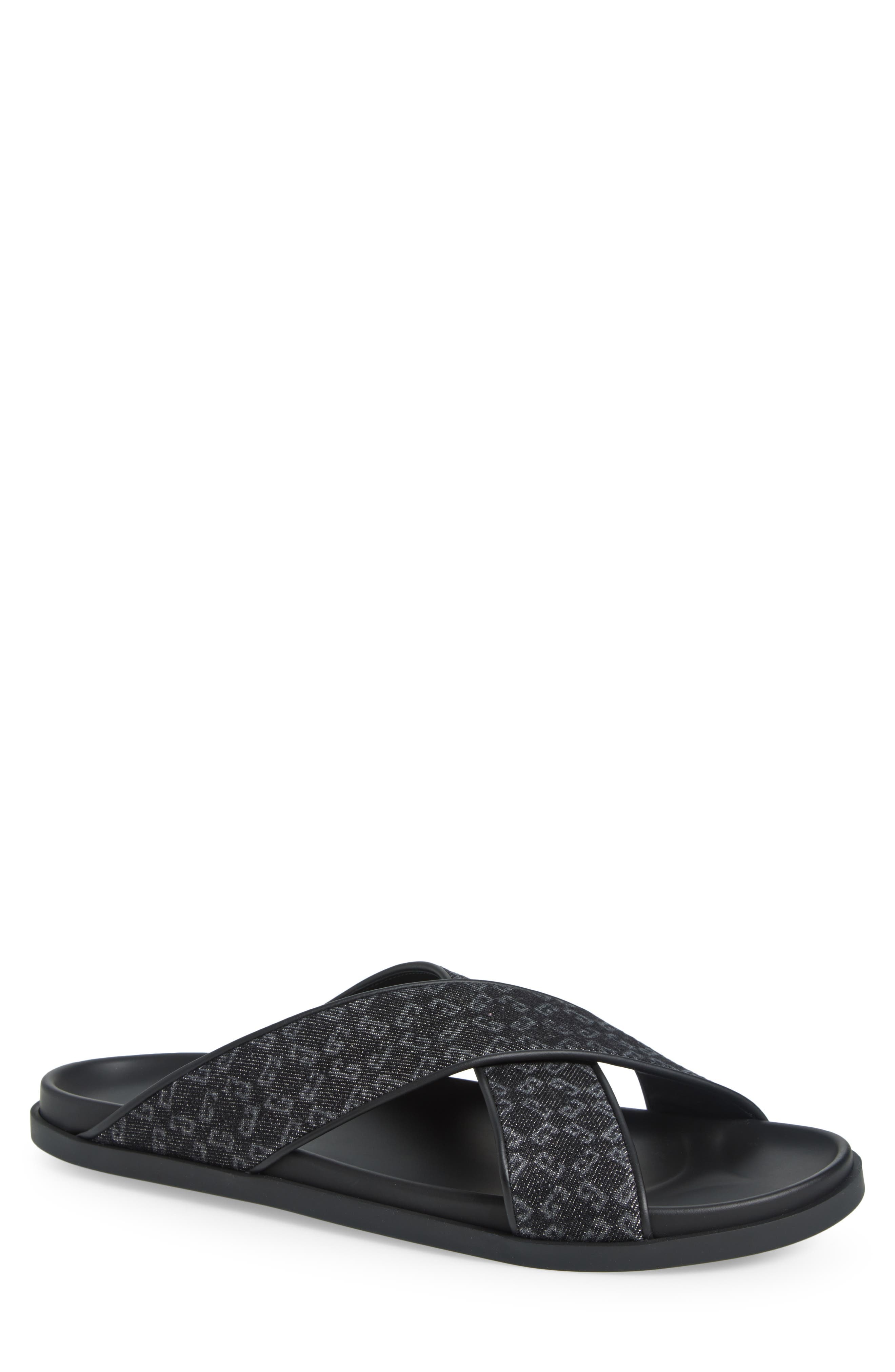 Givenchy Monogram 72 Cross Strap Slide Sandal in Black at Nordstrom - 1
