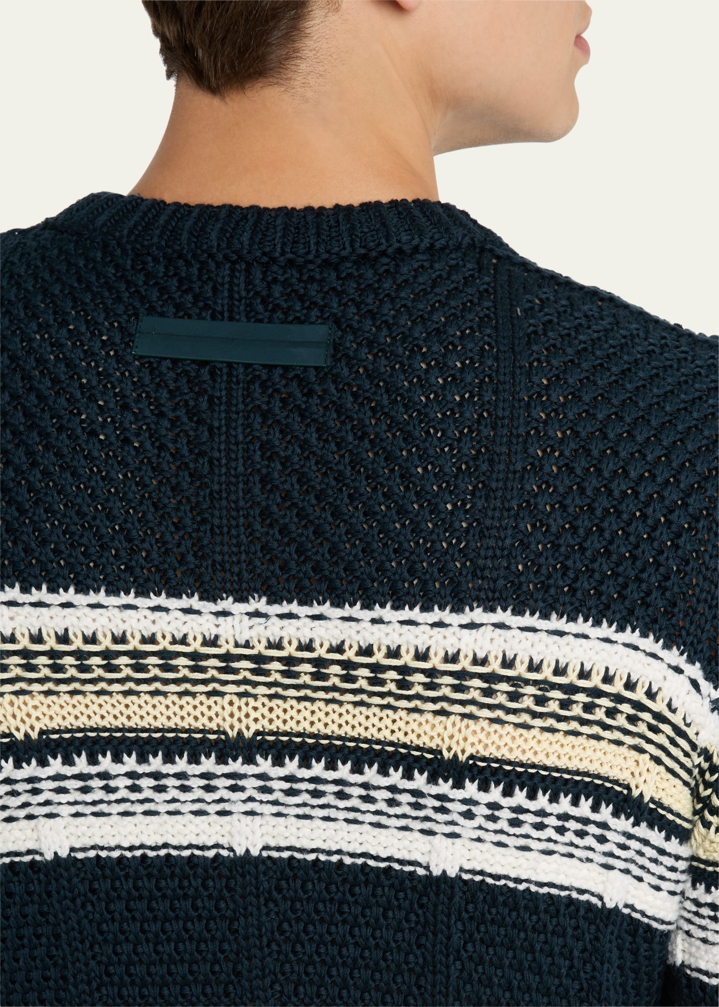 Men's Stripe Jacquard Crewneck Sweater - 5