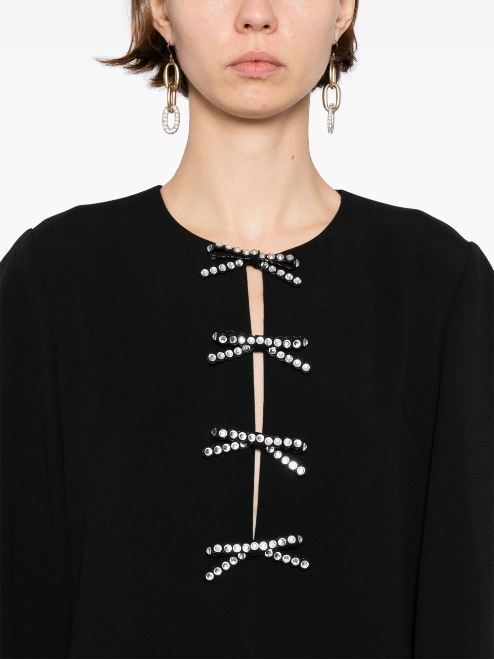 crystal-bow midi dress - 5