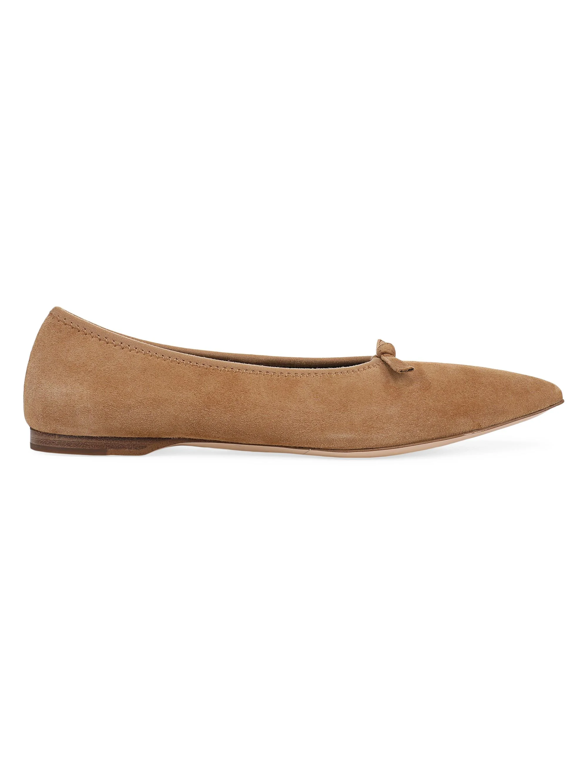 Women's Leah Bow-Detail Suede Ballet Flats - Brown Sugar - 1