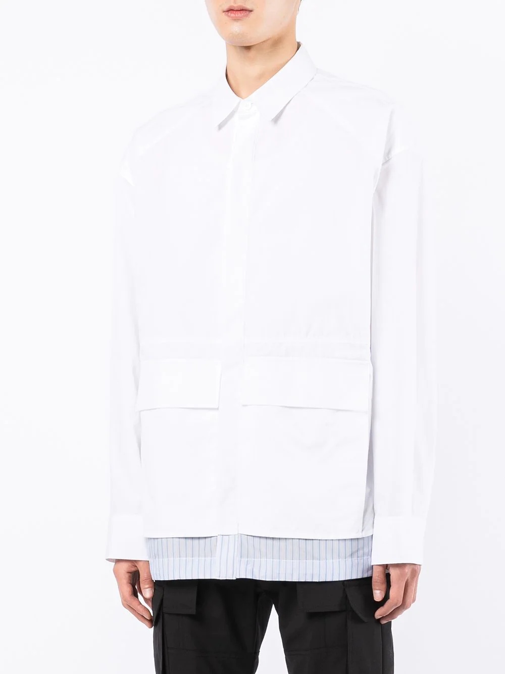 layered-effect long-sleeved shirt - 3