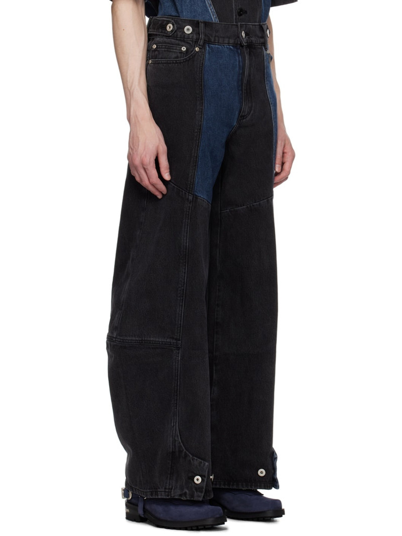 FENG CHEN WANG Black & Blue Paneled Jeans outlook
