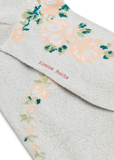 Simone Rocha Floral-intarsia cotton-blend socks outlook
