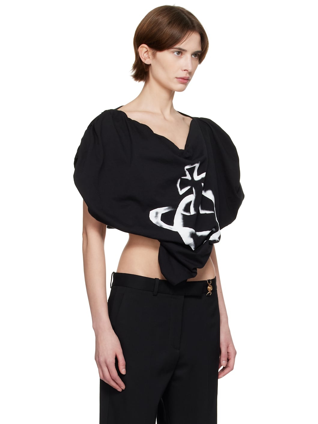 Black Stencil Orb Heart Blouse - 2