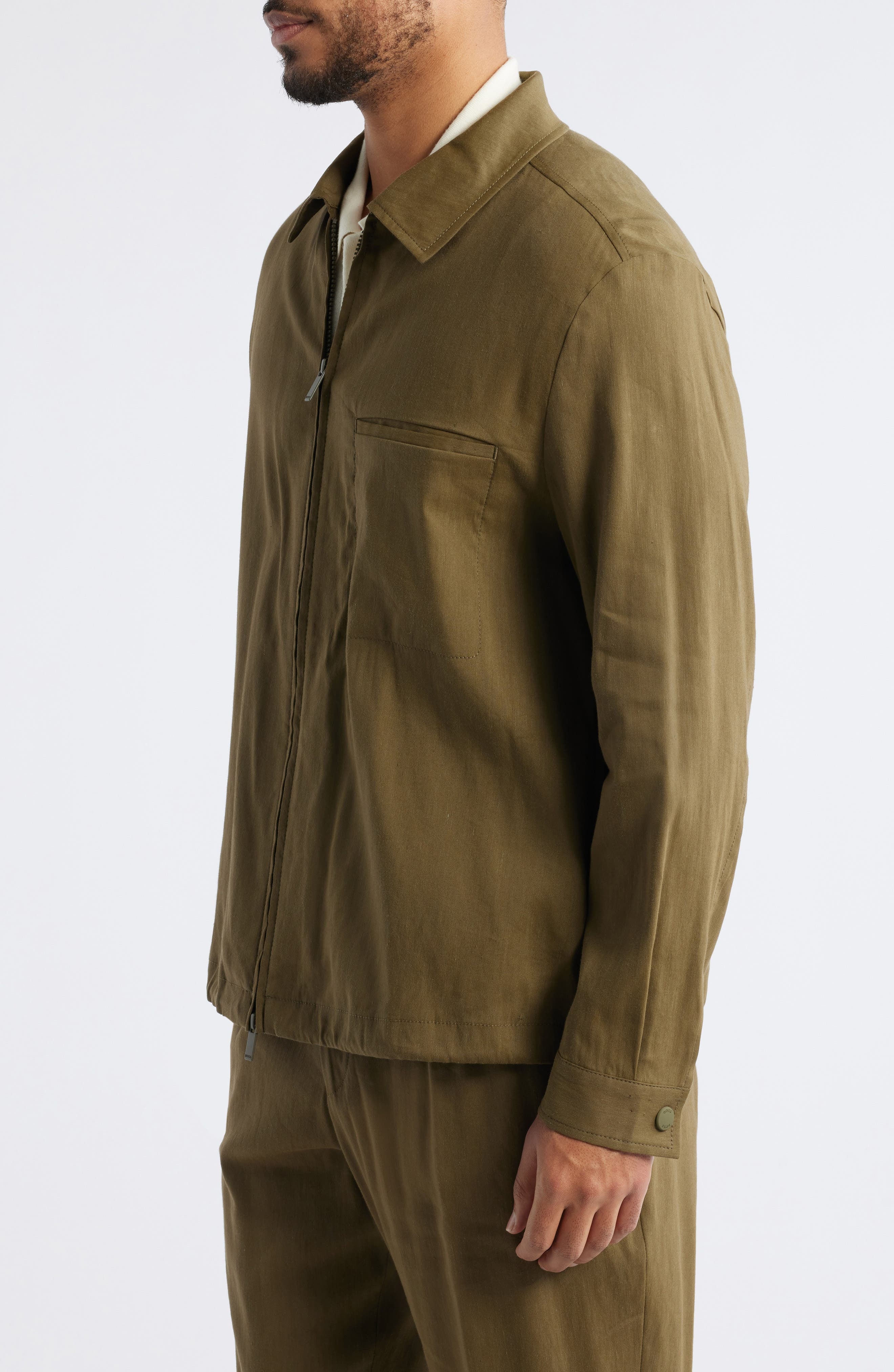 BOSS Carper Linen Blend Jacket in Dark Green at Nordstrom - 3