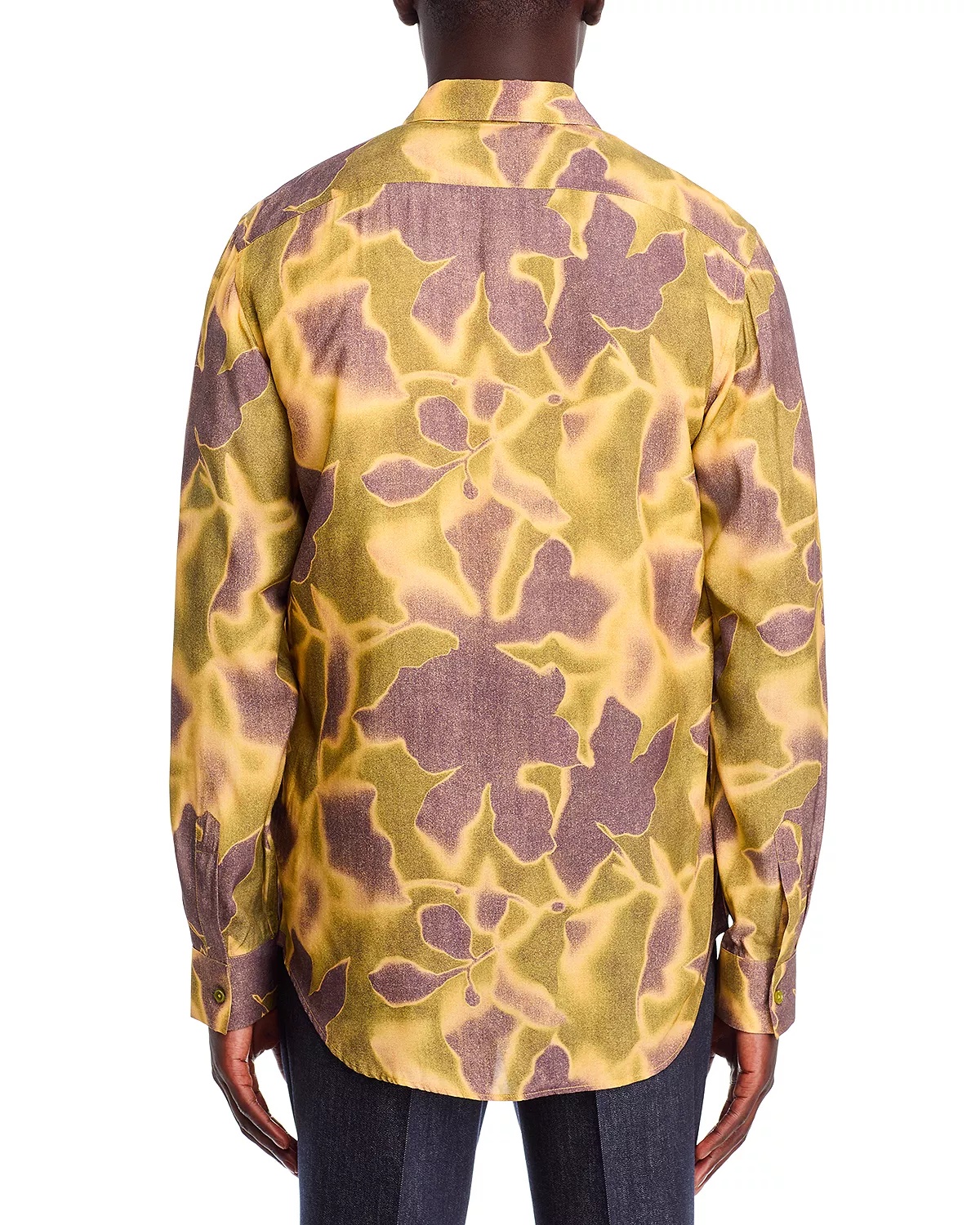 Long Sleeve Button Front Printed Shirt - 4