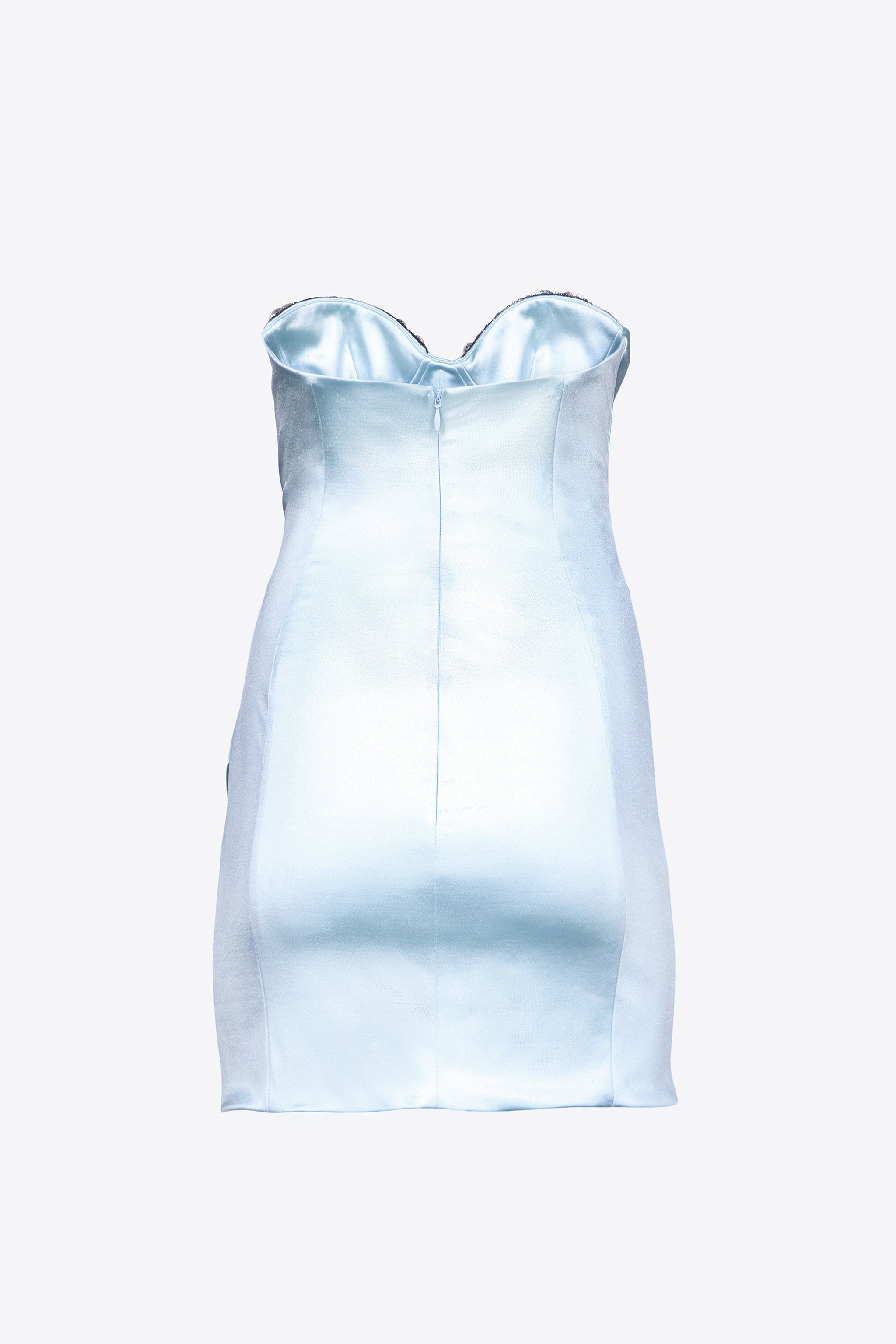 EMBROIDERED CRYSTAL CUP DRAPED MINI DRESS - 2