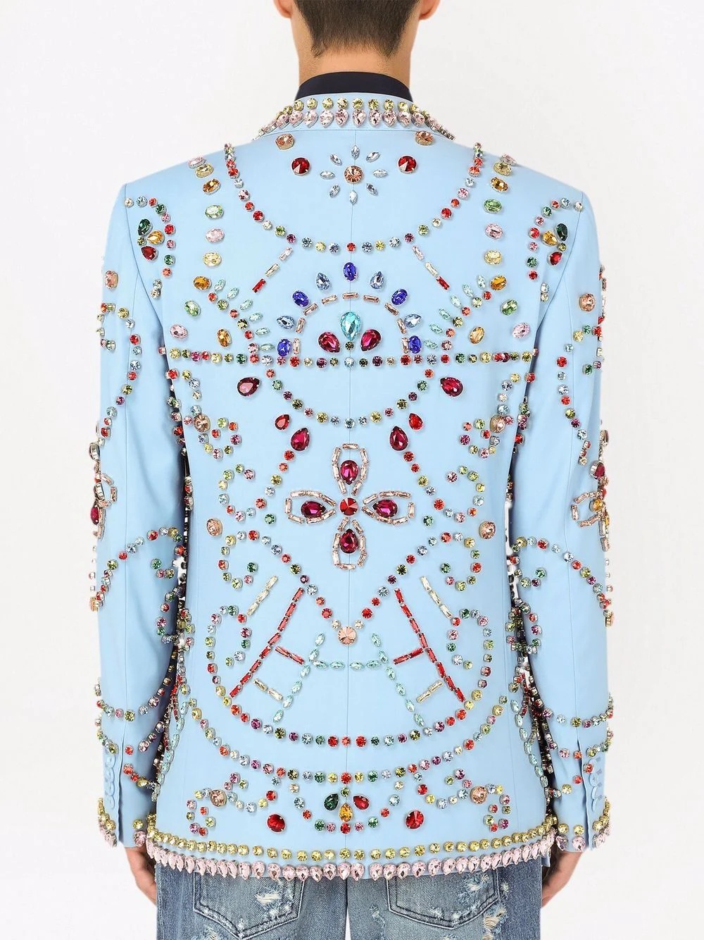 gemstone-embellished double-breasted blazer - 4