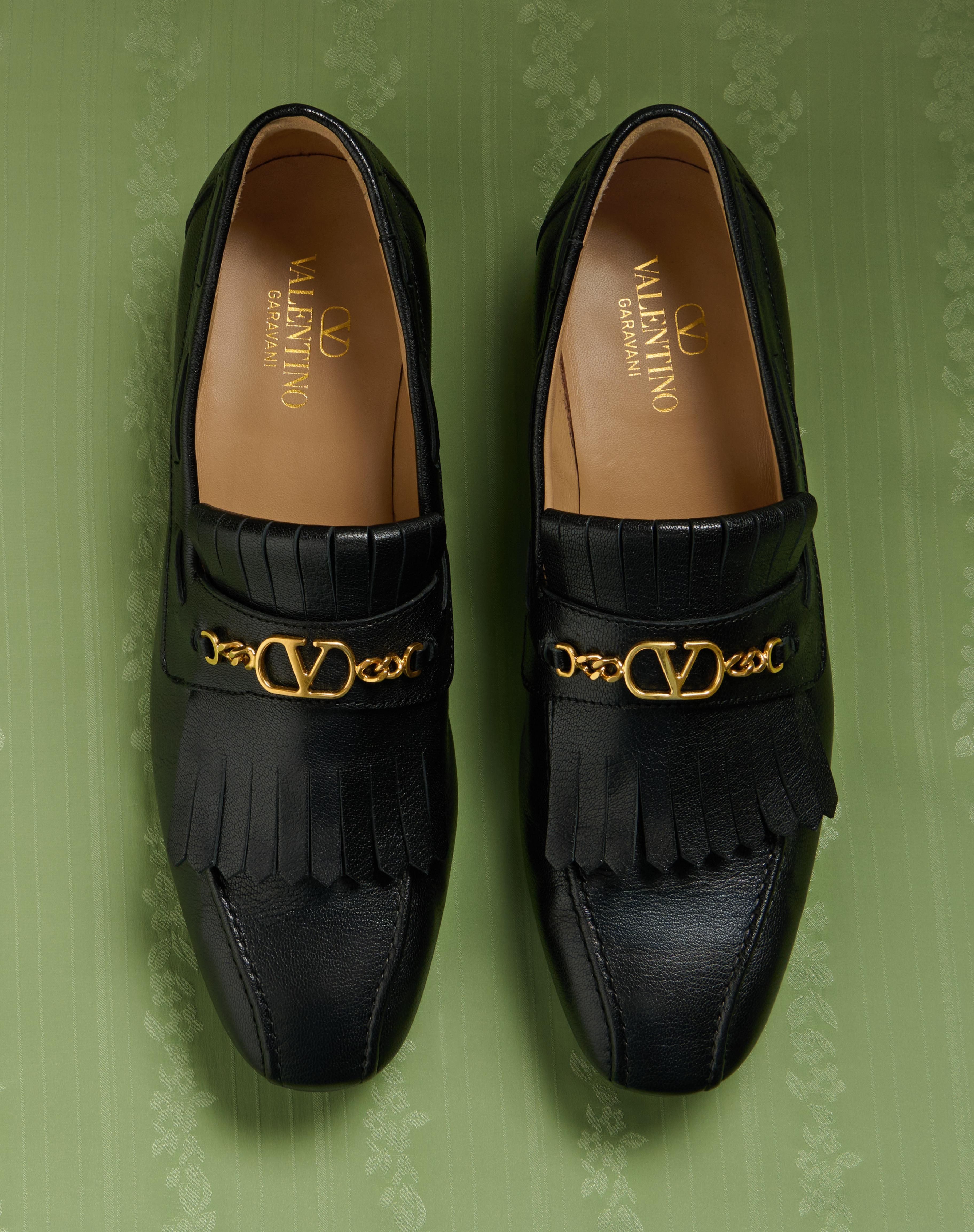 VLOGO SIGNATURE KIDSKIN LOAFER WITH FRINGES - 8
