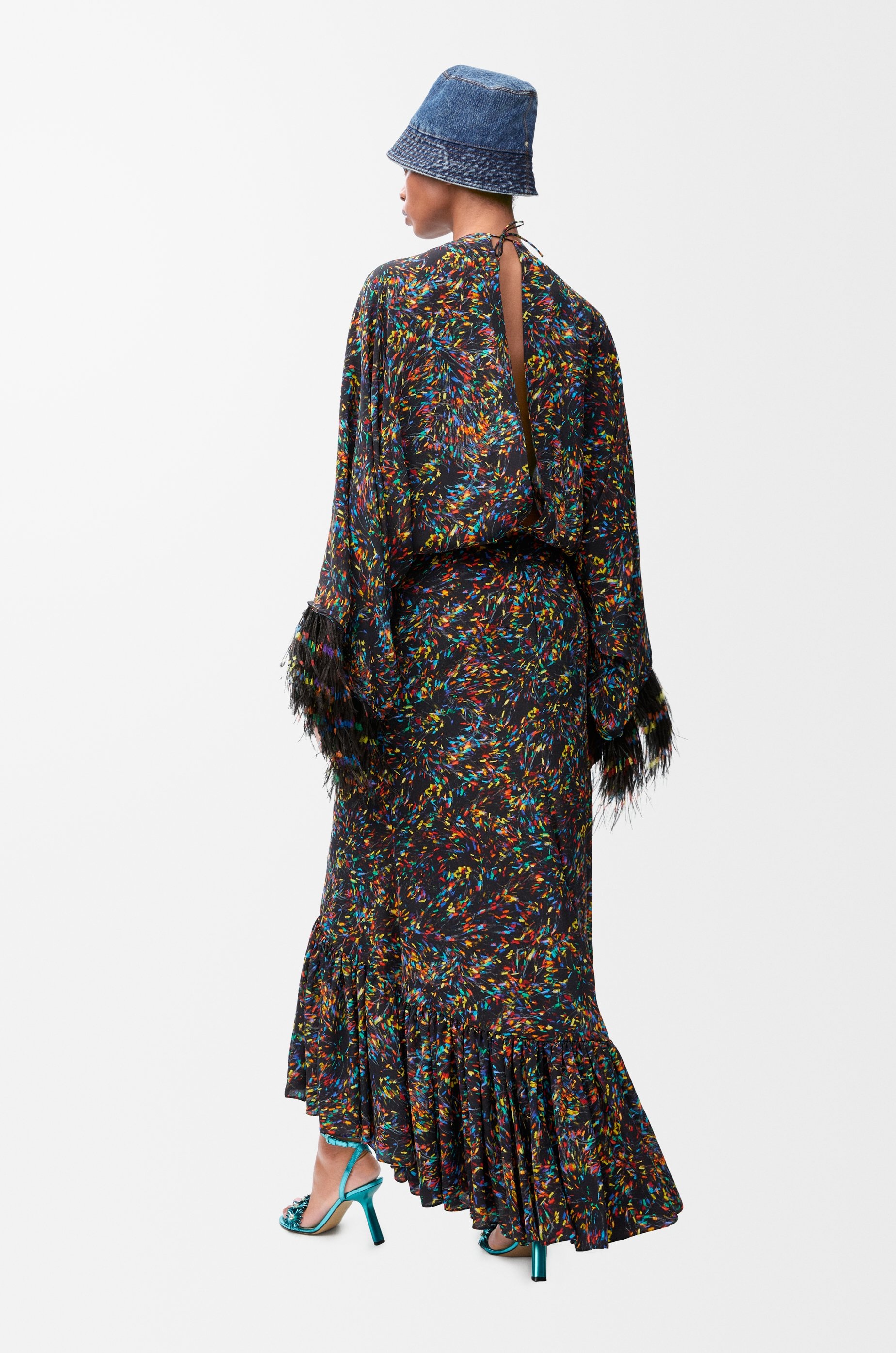 Feather dress in viscose and silk - 3