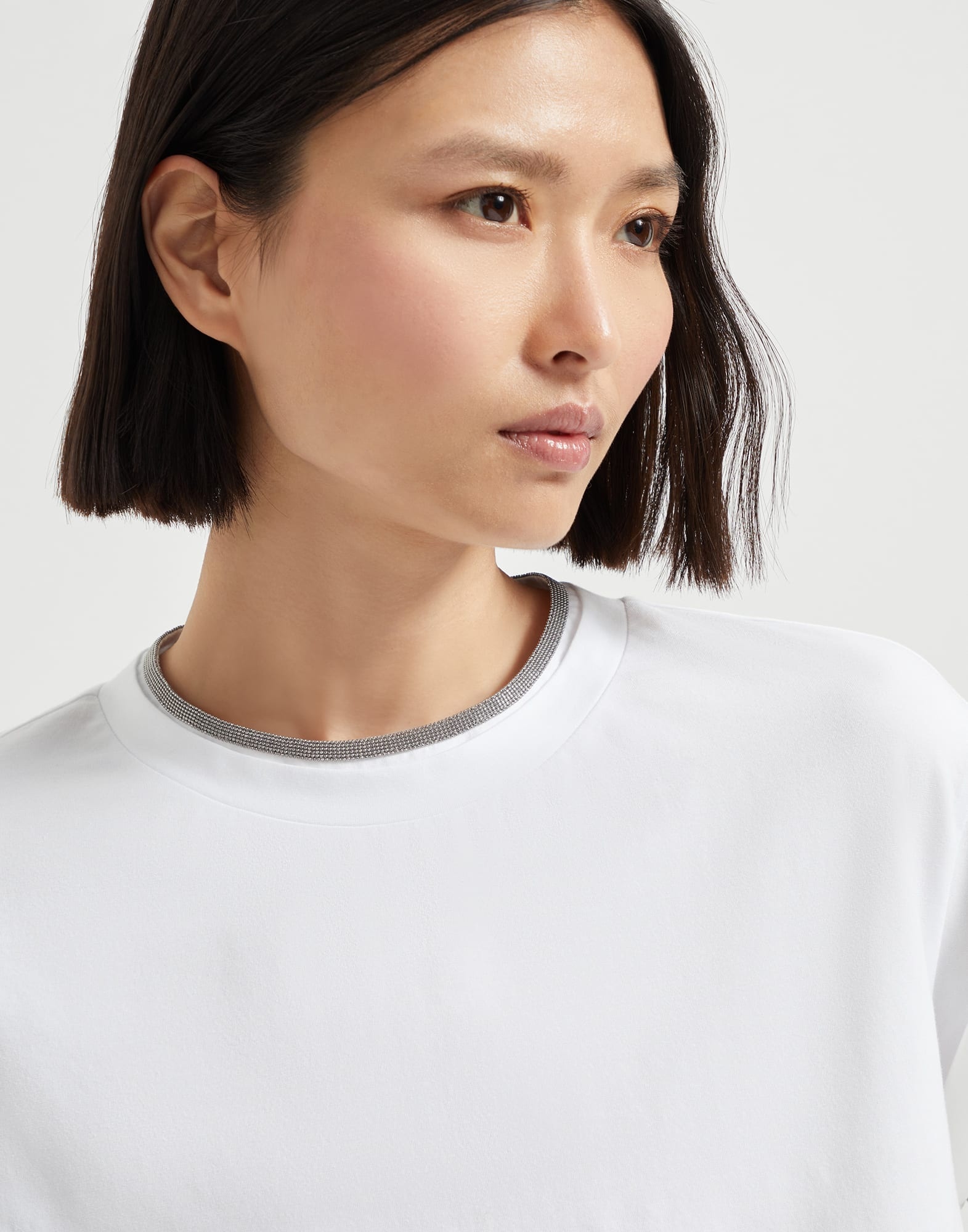 Stretch cotton jersey T-shirt with precious faux-layering - 3