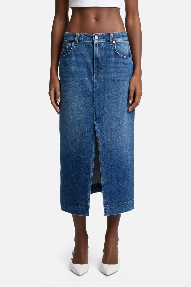 Amber Denim Midi Skirt in Artifact 3