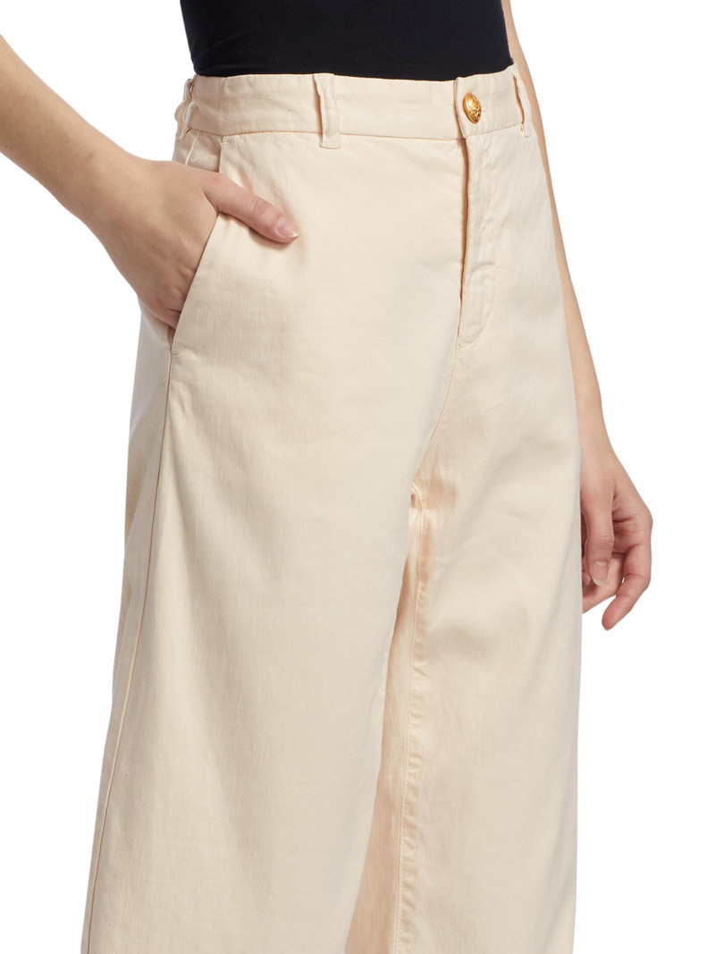 Women's Linen-Cotton Flared Pants - Ecru 6