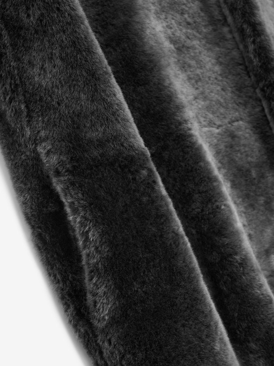 Shearling Lapelless Overcoat - 3