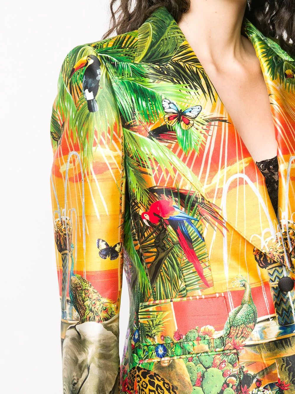 jungle-print single-breasted blazer - 5