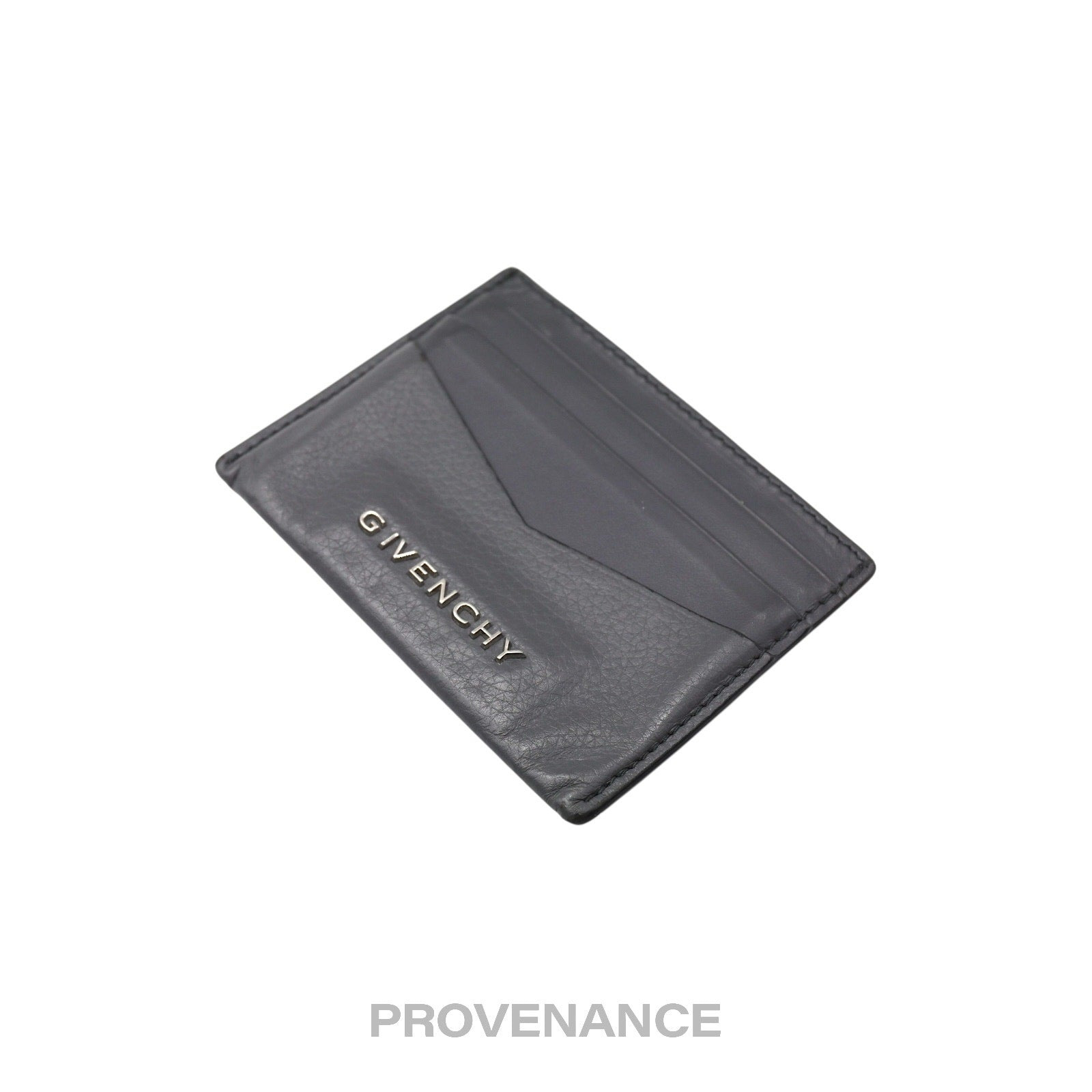 Givenchy Logo Card Holder Wallet - Grey Leather - 3