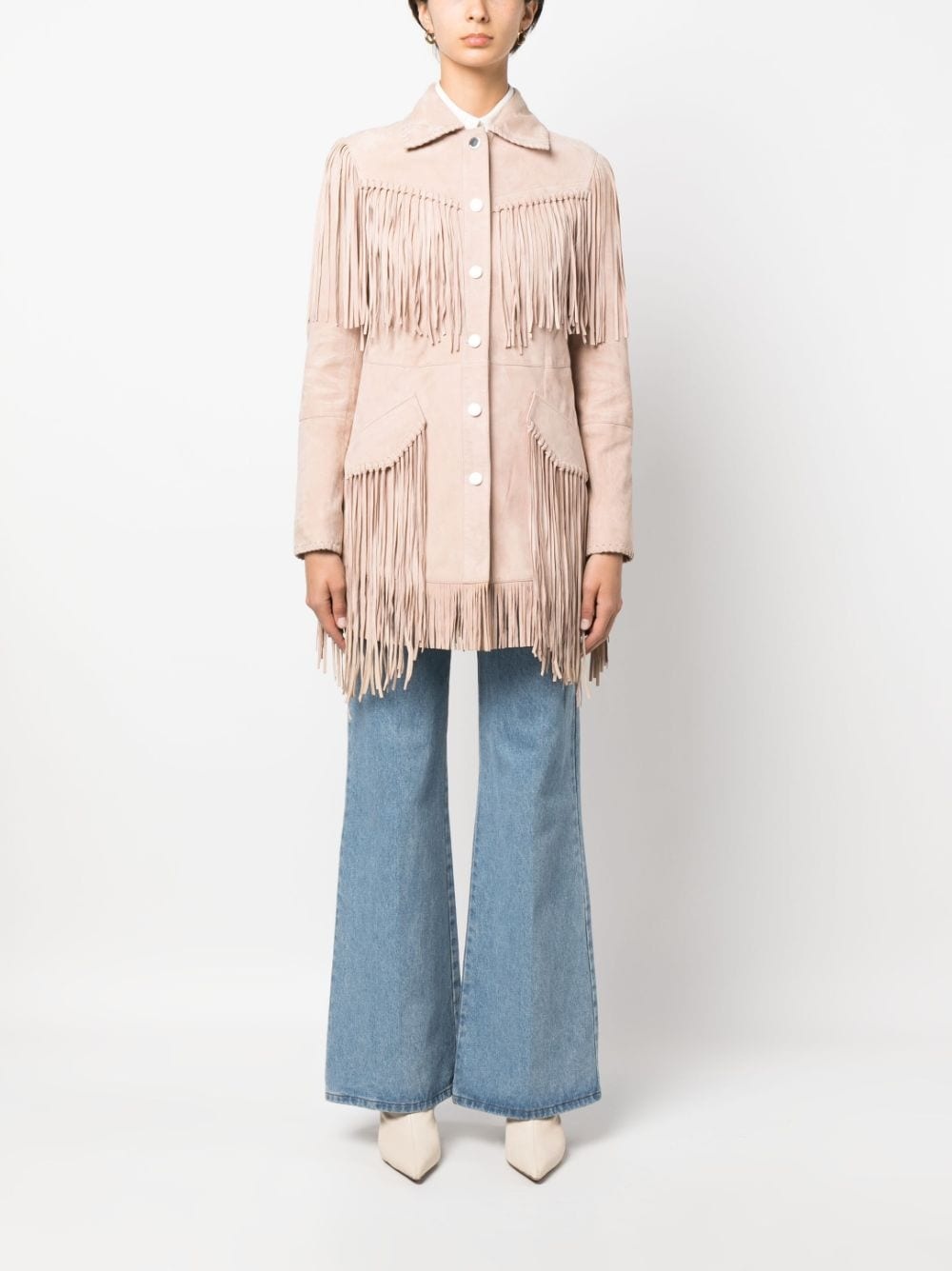 oversized fringed suede shirt jacket - 3