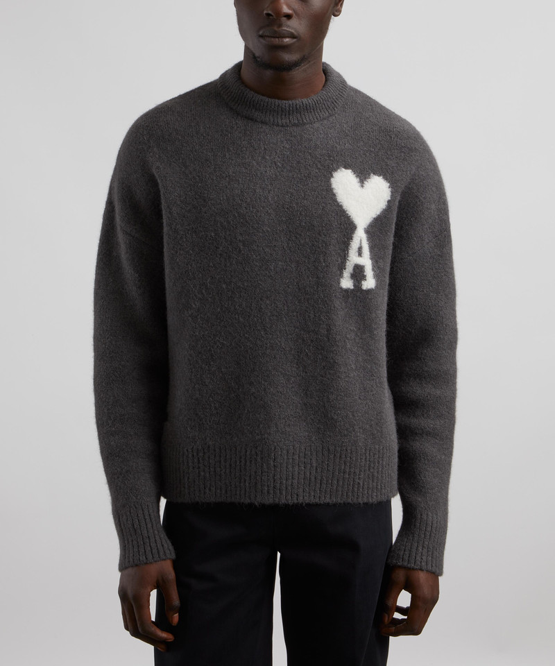 AMI Paris Off-White Dark Grey Ami de Coeur Hairy Alpaca Jumper outlook
