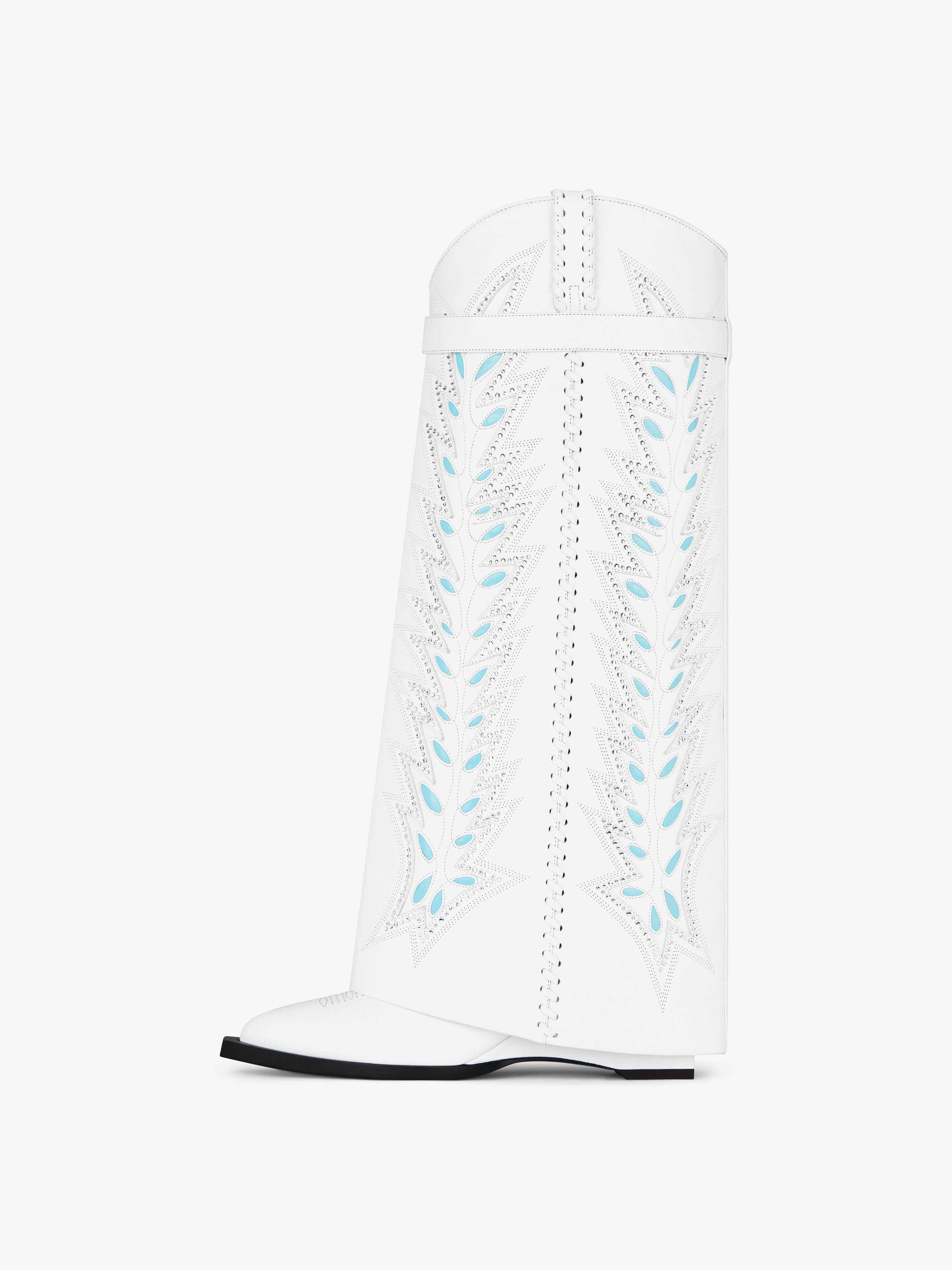 SHARK LOCK COWBOY BOOTS IN LEATHER WITH STRASS - 4