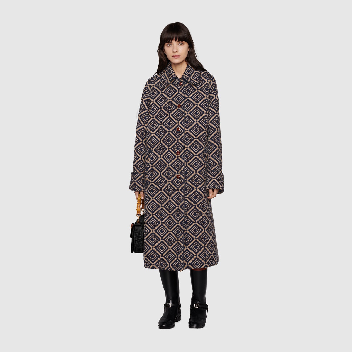 Geometric G tweed coat - 2