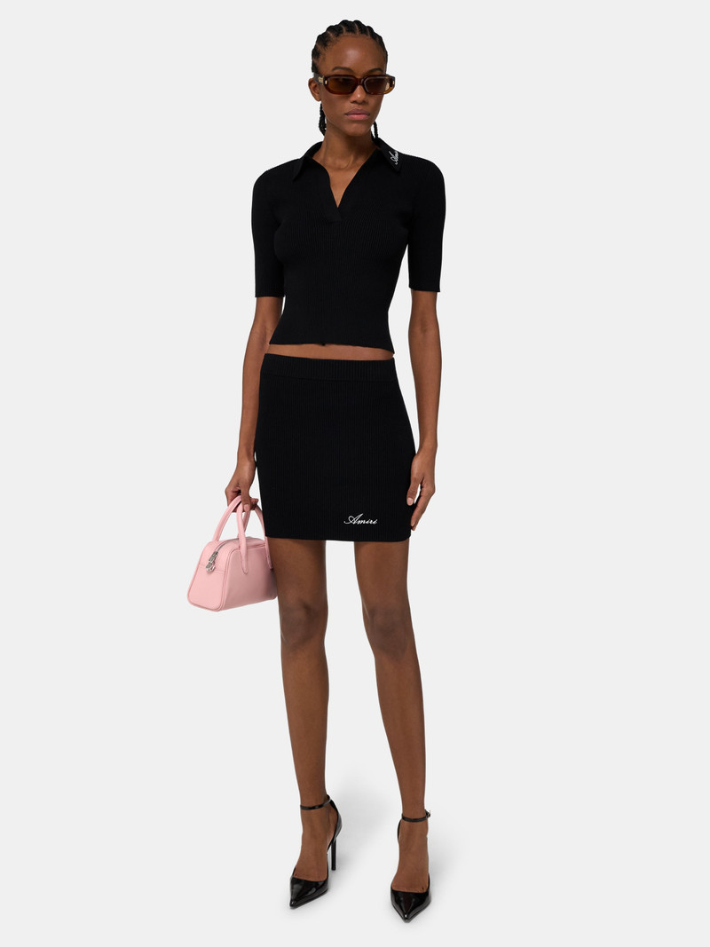 AMIRI WOMEN'S SCRIPT RIB KNIT SS POLO outlook