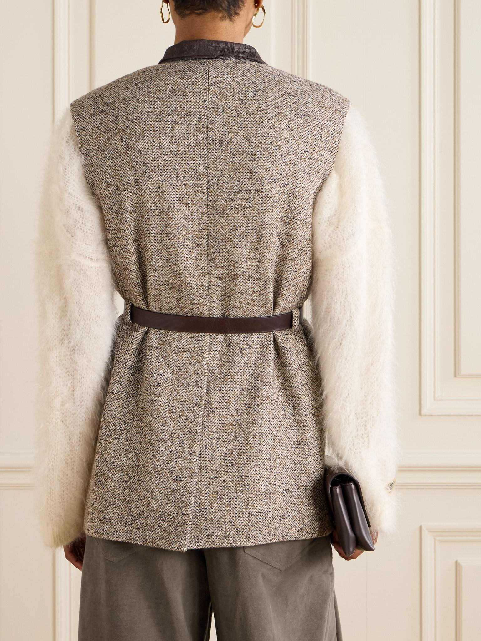 Belted cashmere-blend gilet Beige - 3