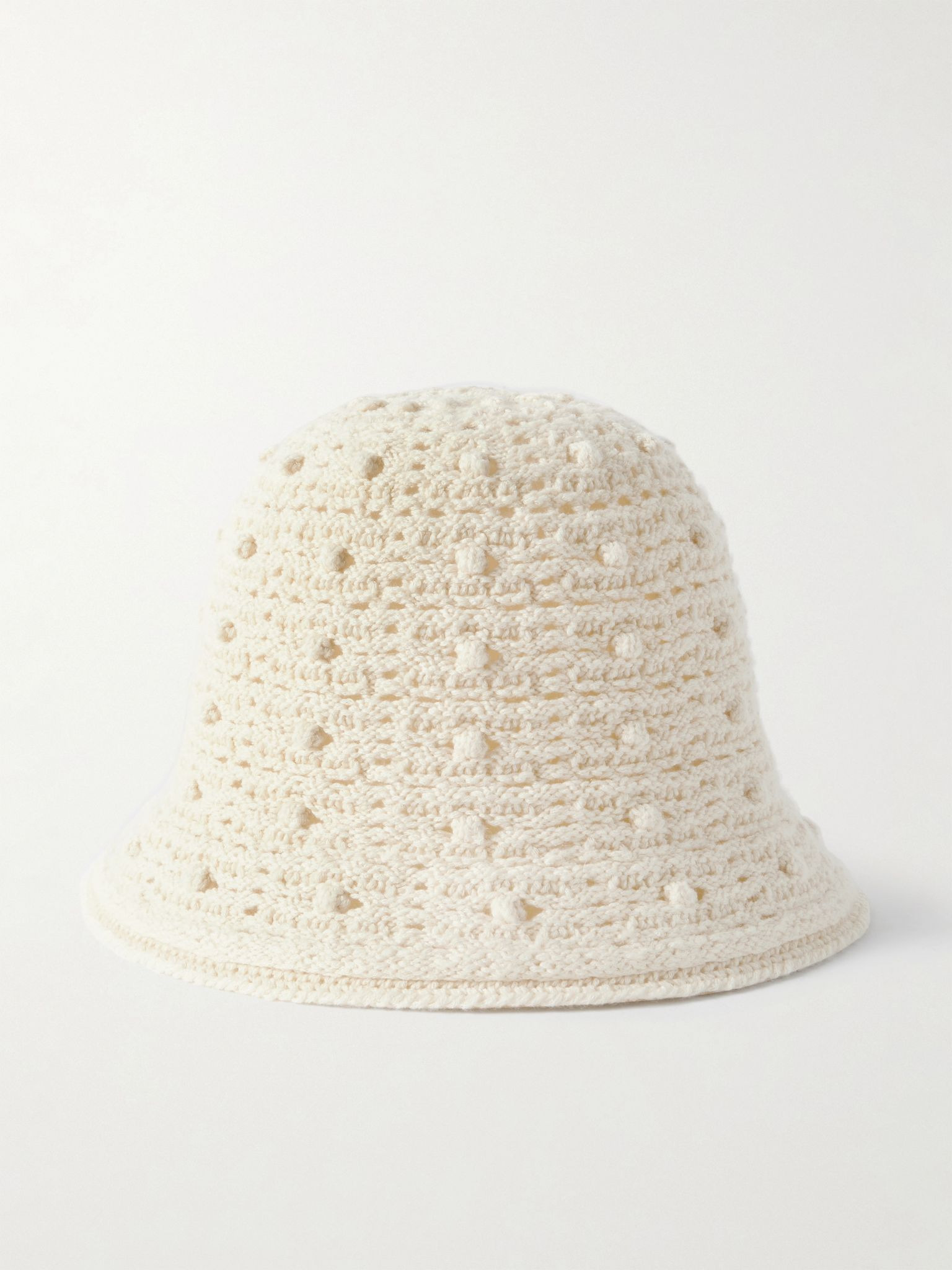 Arola crocheted cashmere-blend bucket hat White - 1