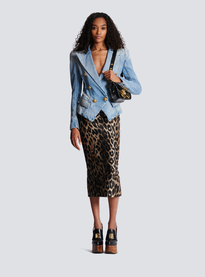 Balmain Slim-fit faded denim tailored jacket outlook