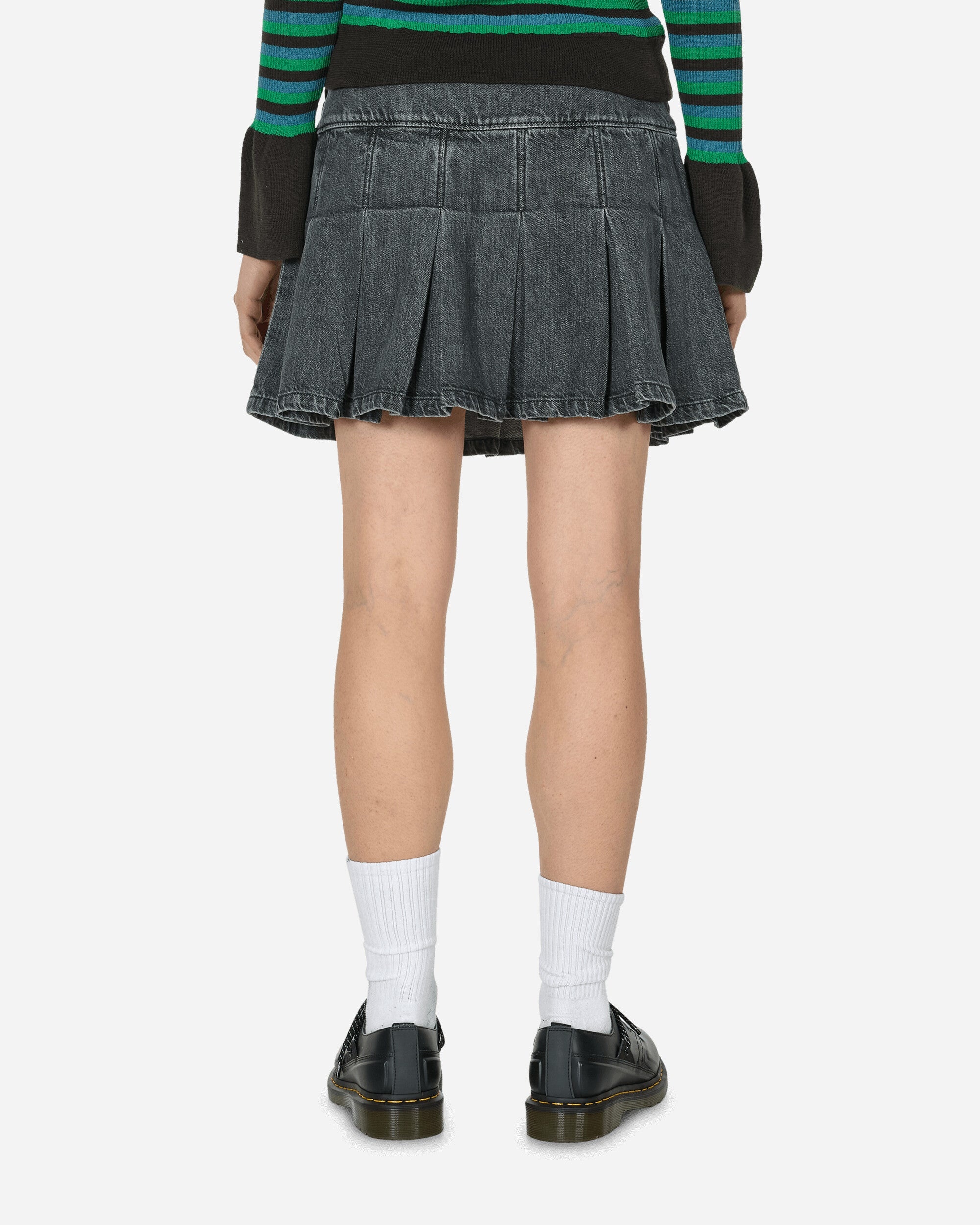 HYS Mouse Pleated Denim Skirt Black - 3
