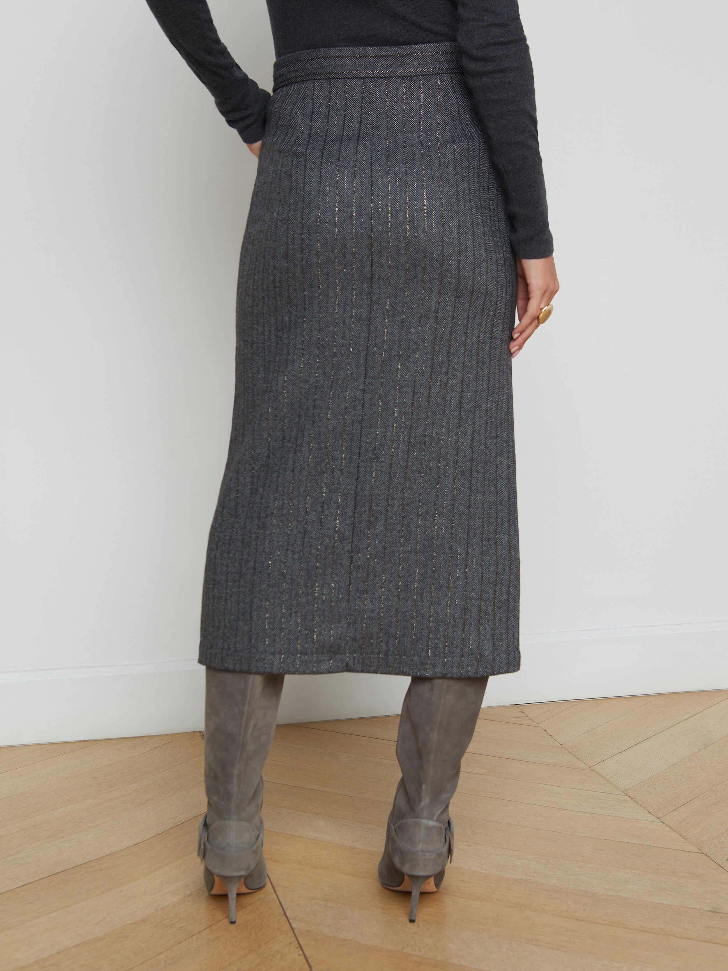 Madonna Pinstriped Midi Skirt - 5