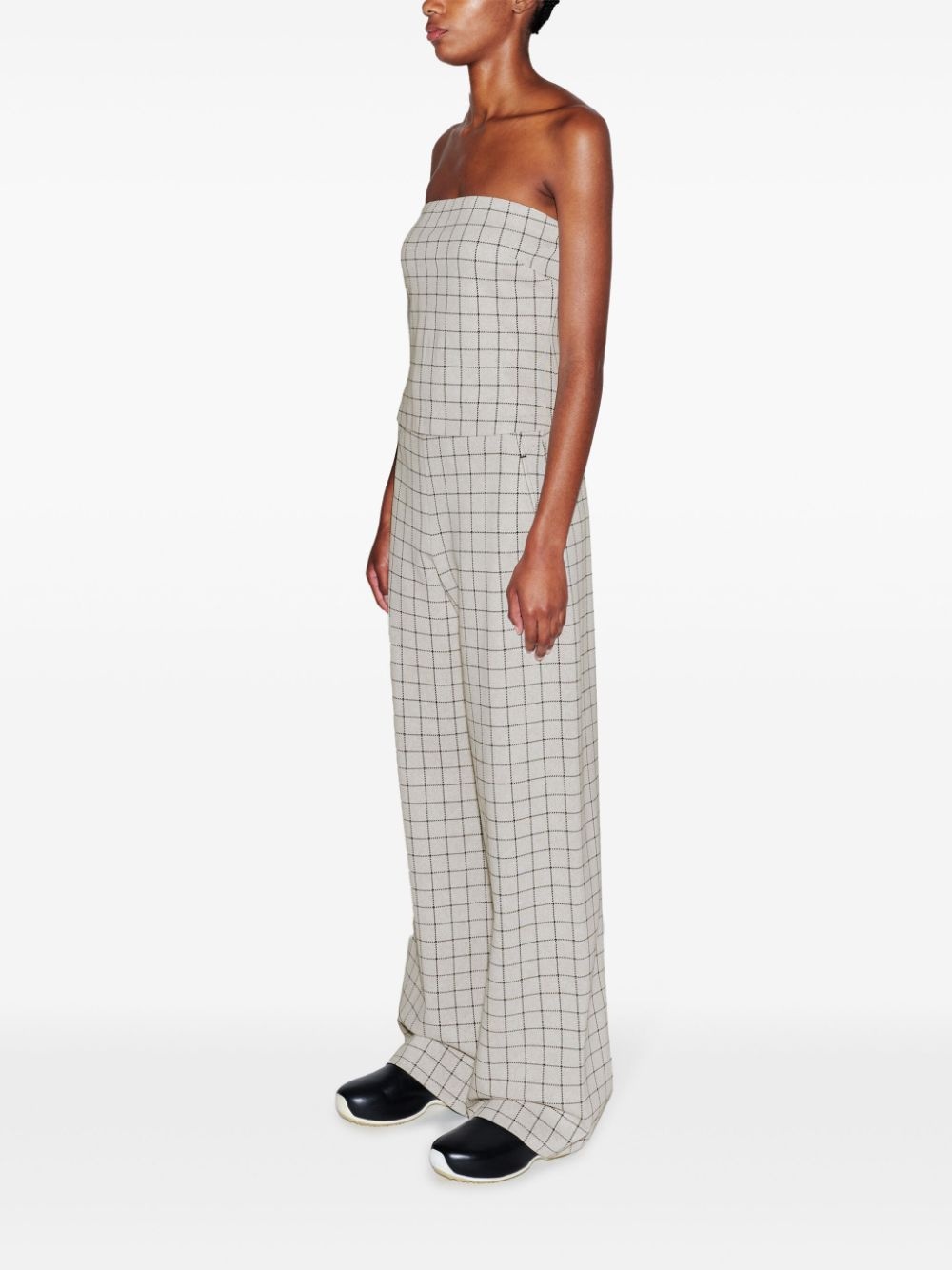 grid-pattern strapless top - 4