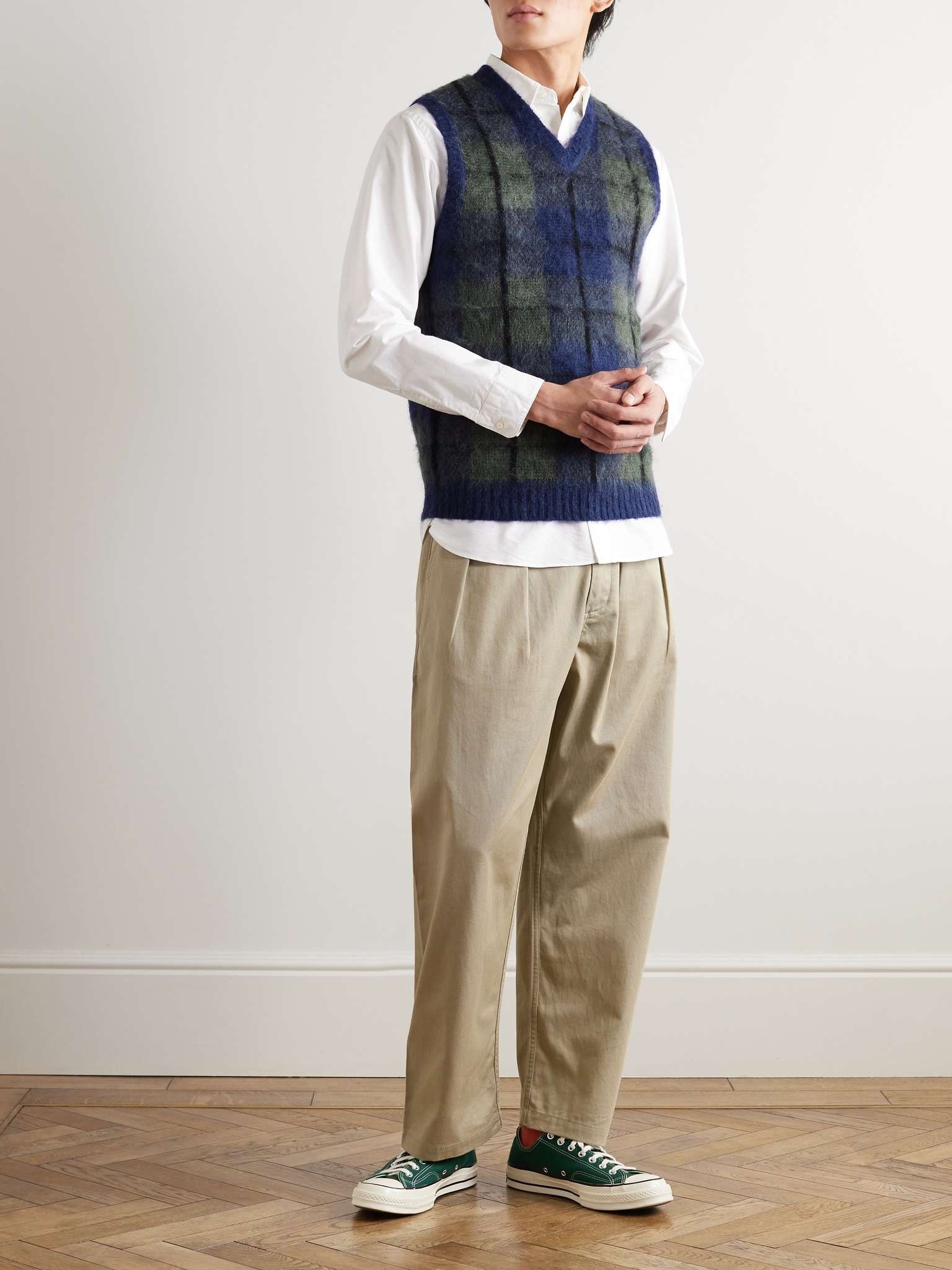 Checked Knitted Sweater Vest - 2