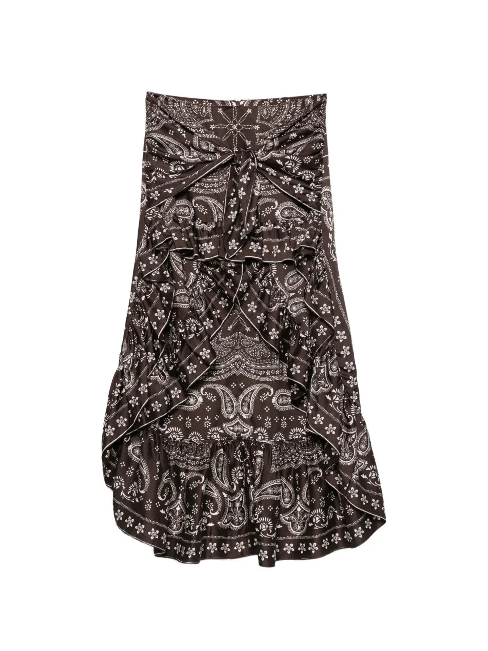 paisley-print ruffled skirt - 1