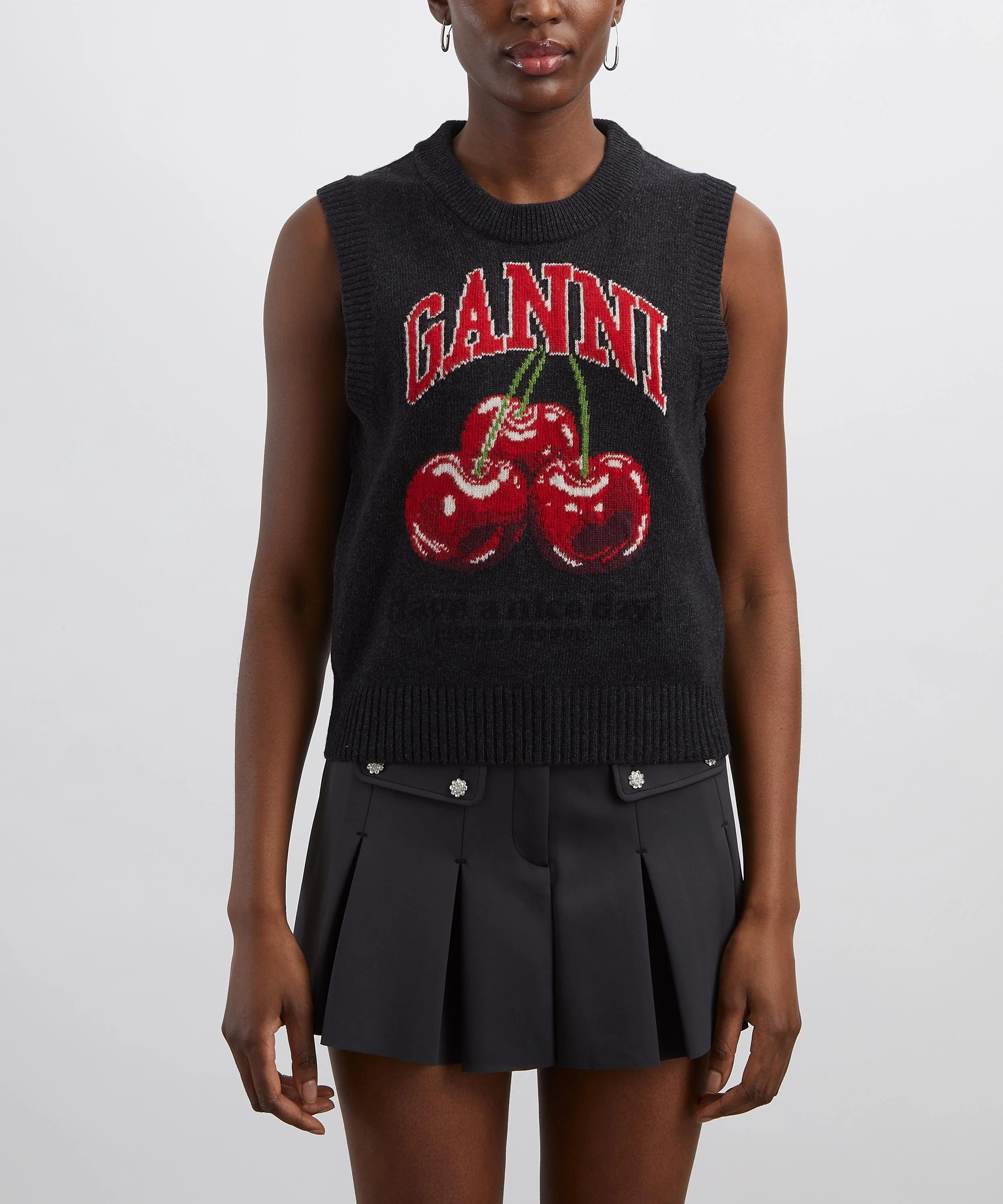 GANNI Graphic Cherry Wool Vest | REVERSIBLE