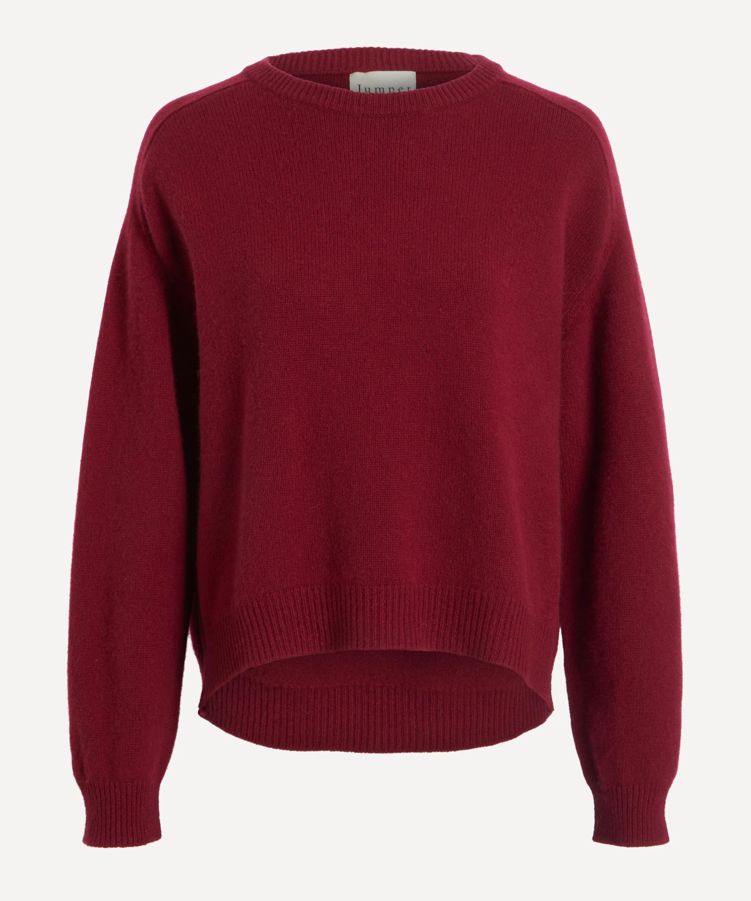 Burgundy Oversized Crew Cashmere Jumper - 1