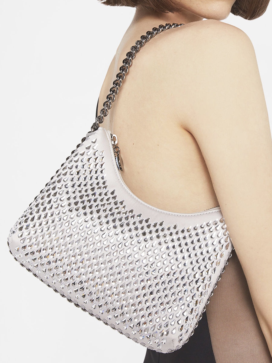 Falabella Crystal Mesh Mini Zipped Shoulder Bag in Silver - 5
