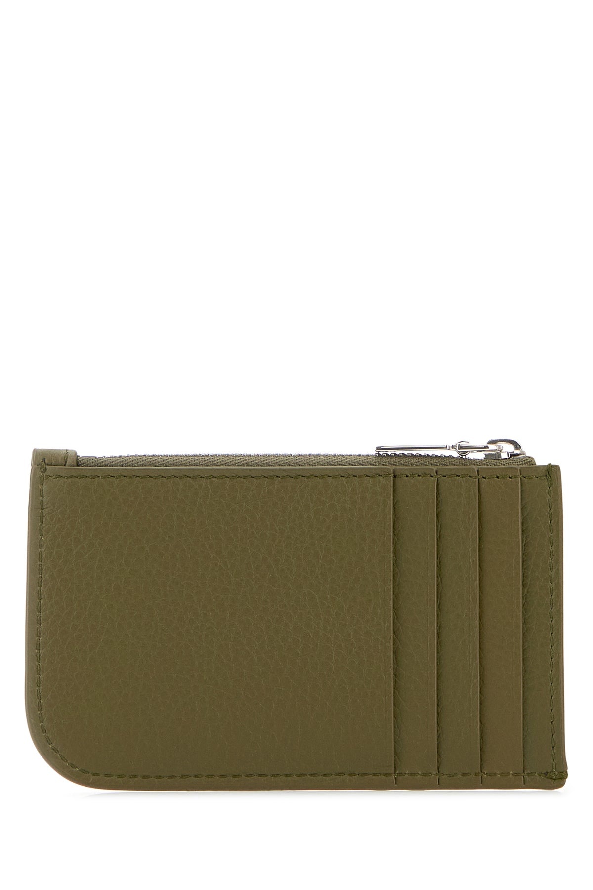 Army green leather card holder - 3