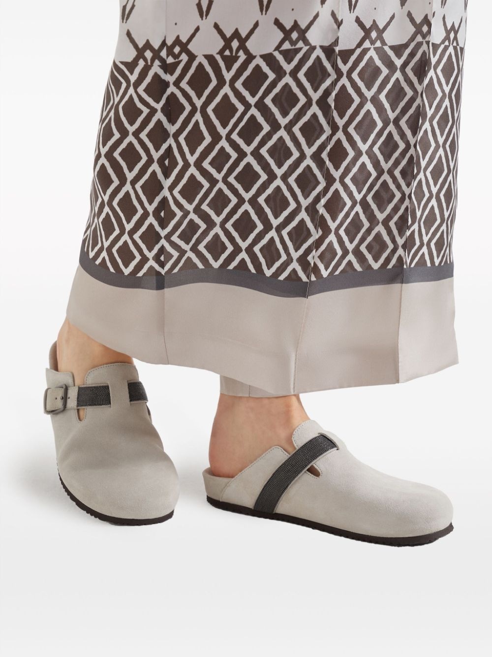 Monili-detail suede slippers - 5