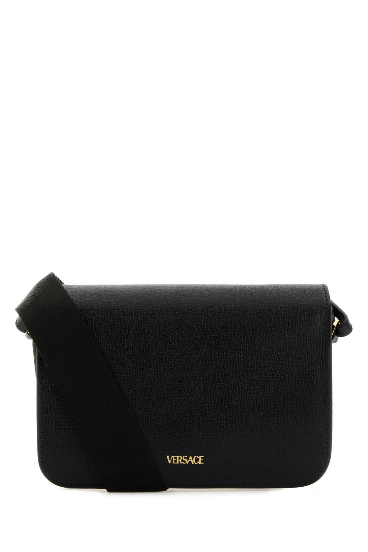 Versace Men Black Leather Medusa Biggie Crossbody Bag - 3