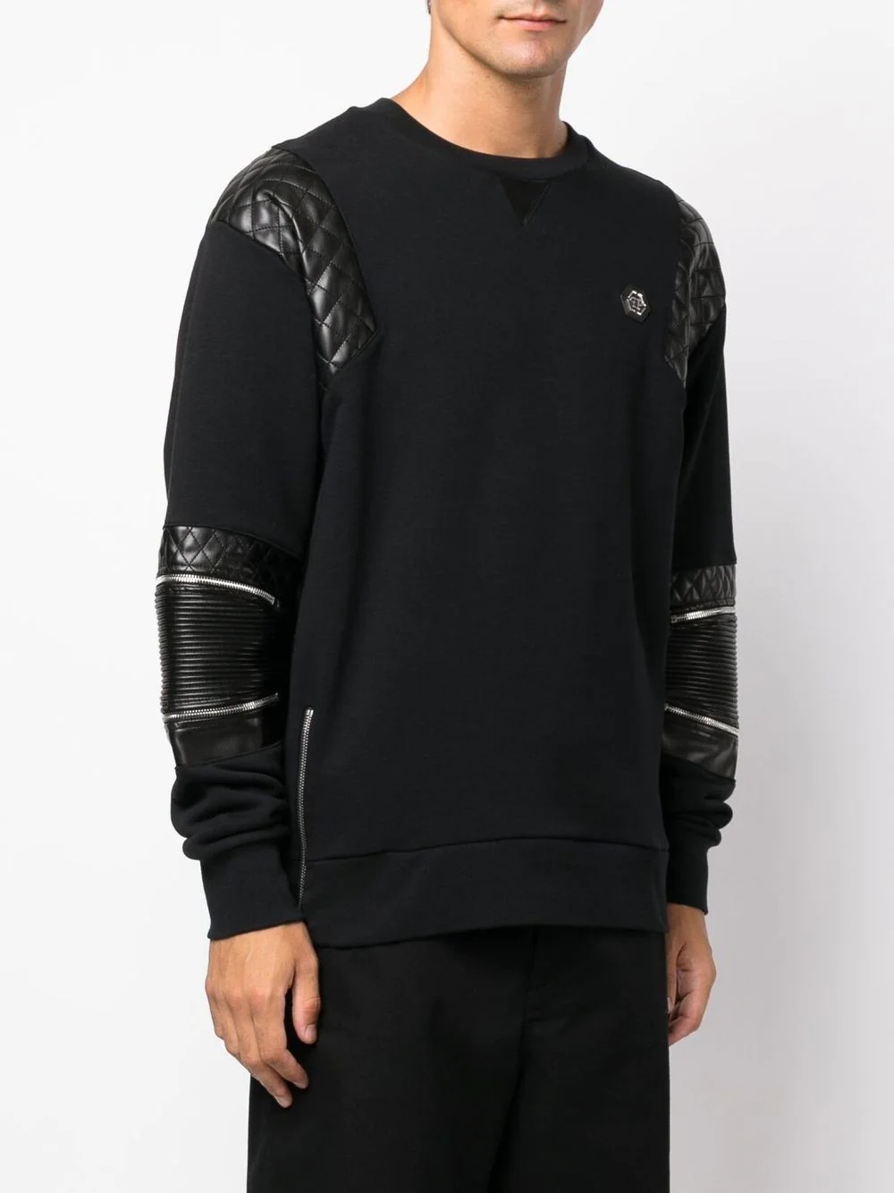 diamond-quilt panelled sweatshirt - 3