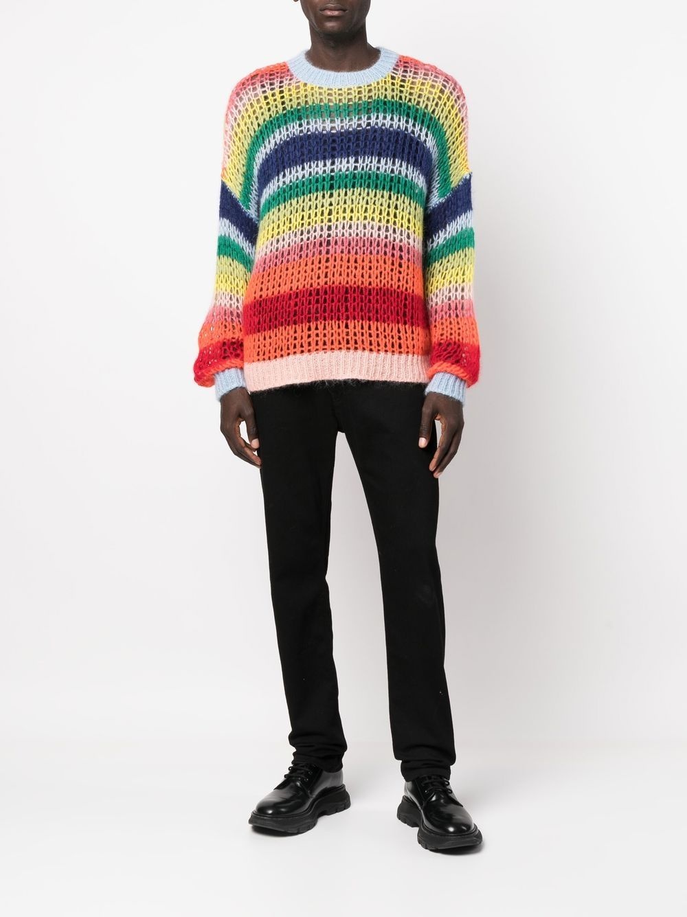 striped crew-neck jumper - 2
