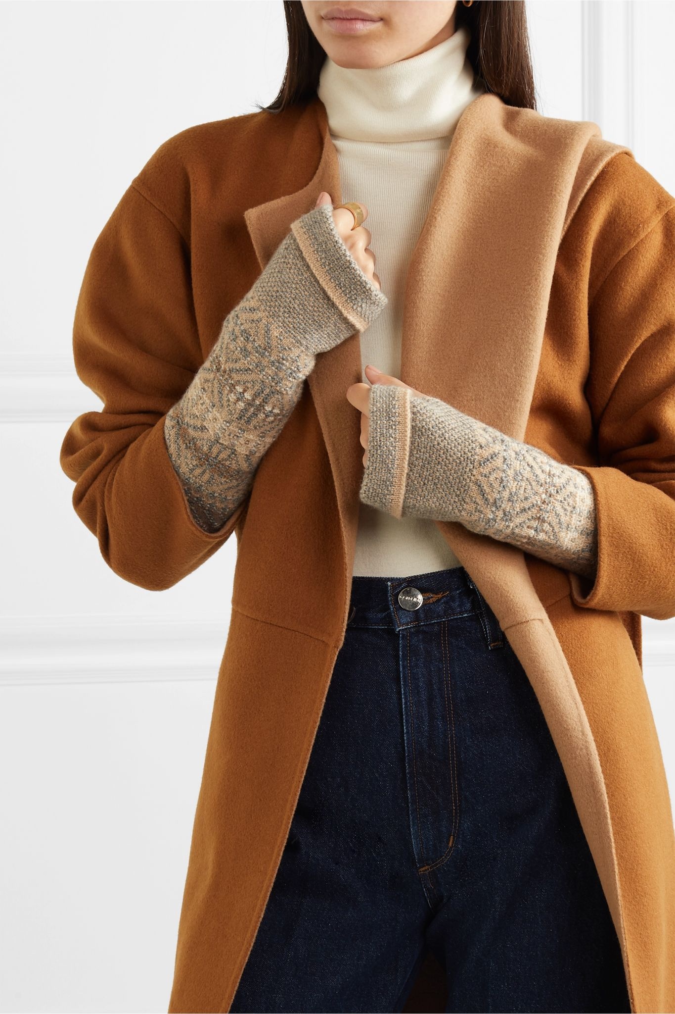 Fair Isle cashmere wrist warmers - 2