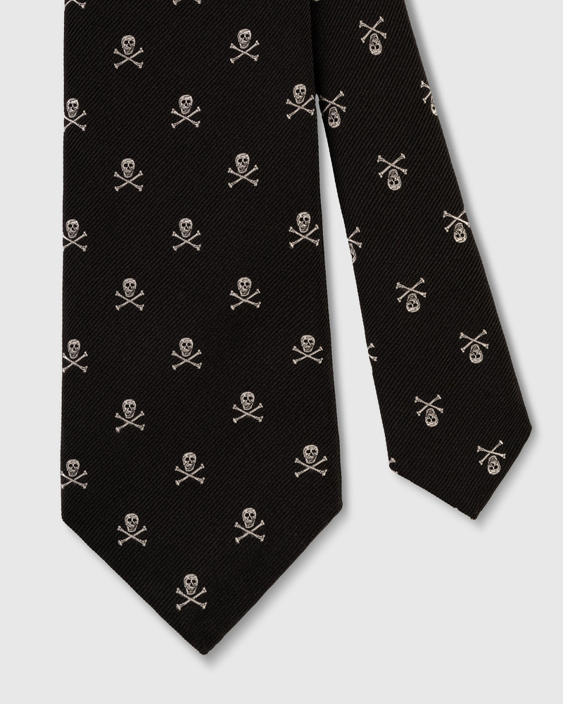 J. PRESS MADE-IN-ENGLAND BLACK SKULL AND BONES CLUB TIE outlook