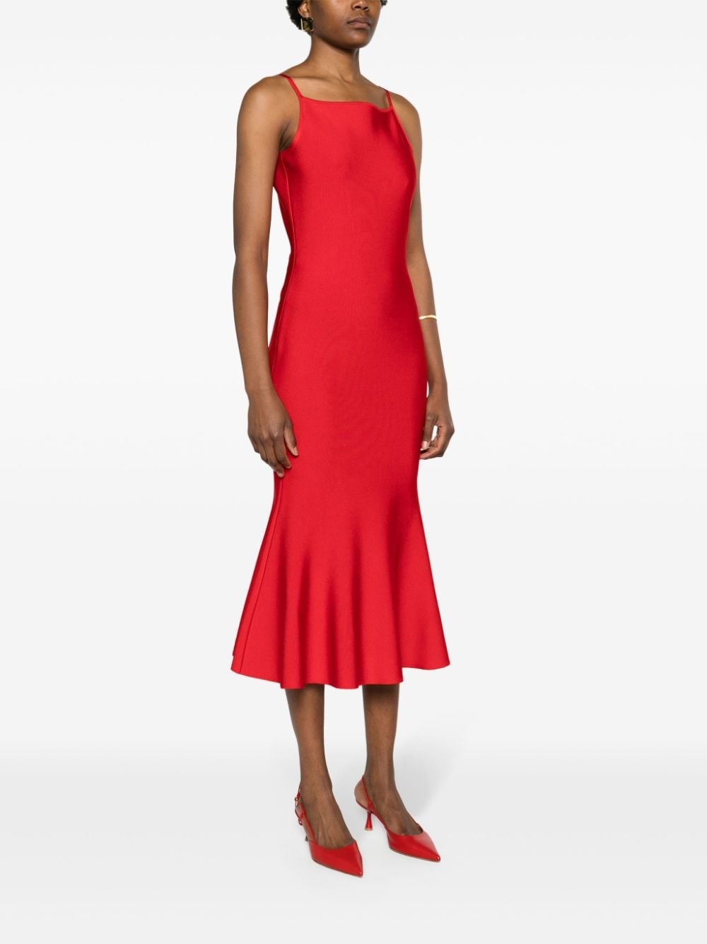 square-neck flared midi dress - 3