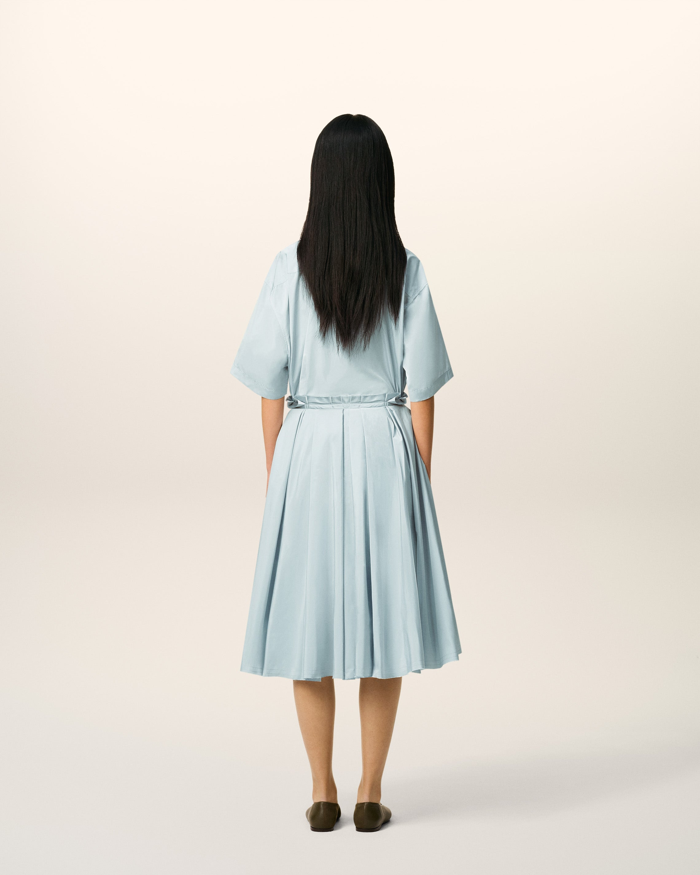 BLUE TAFFETAS MIDI COROLLA SKIRT - 4