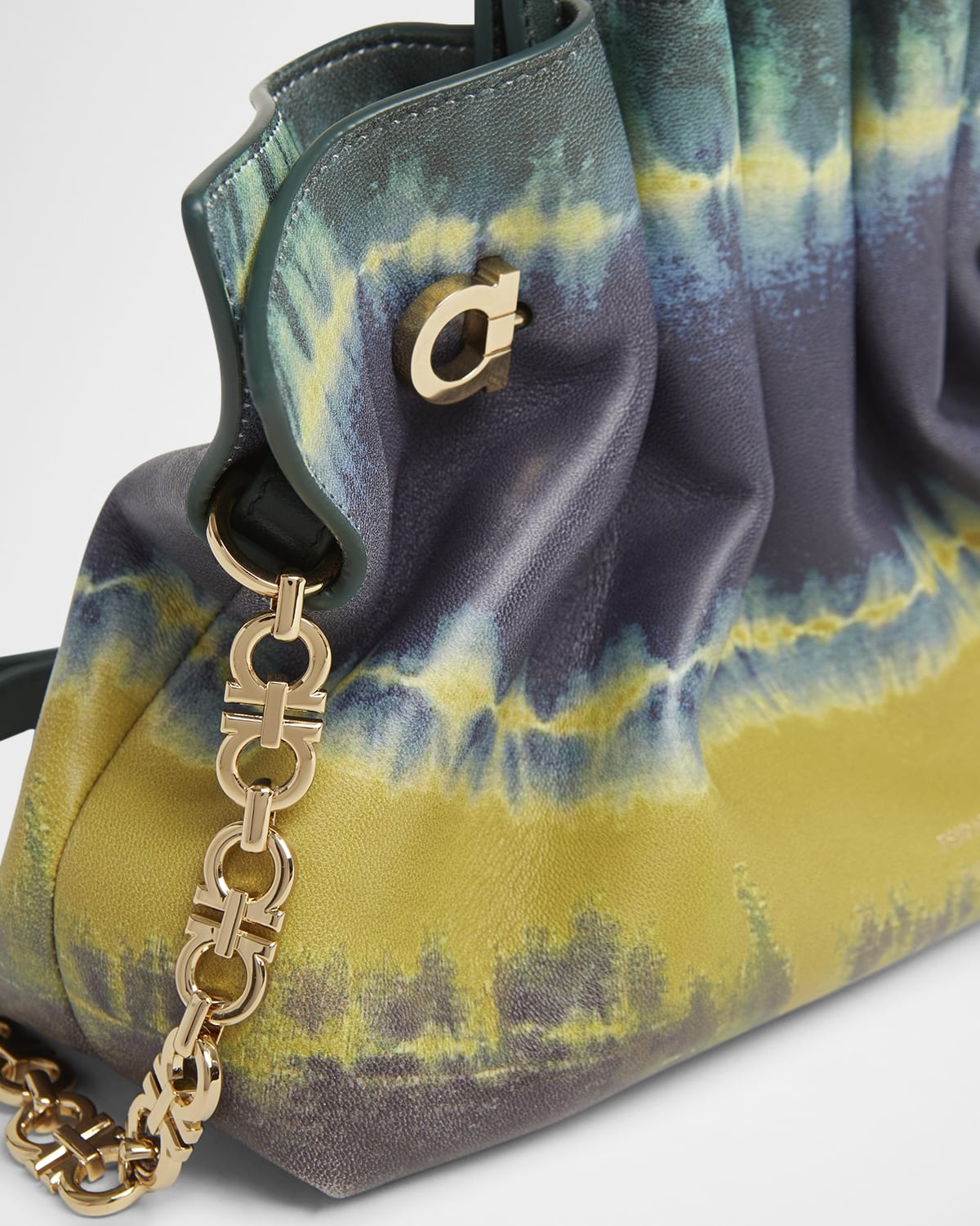 Dumpling Tie Dye Printed Leather Shoulder Bag - 5